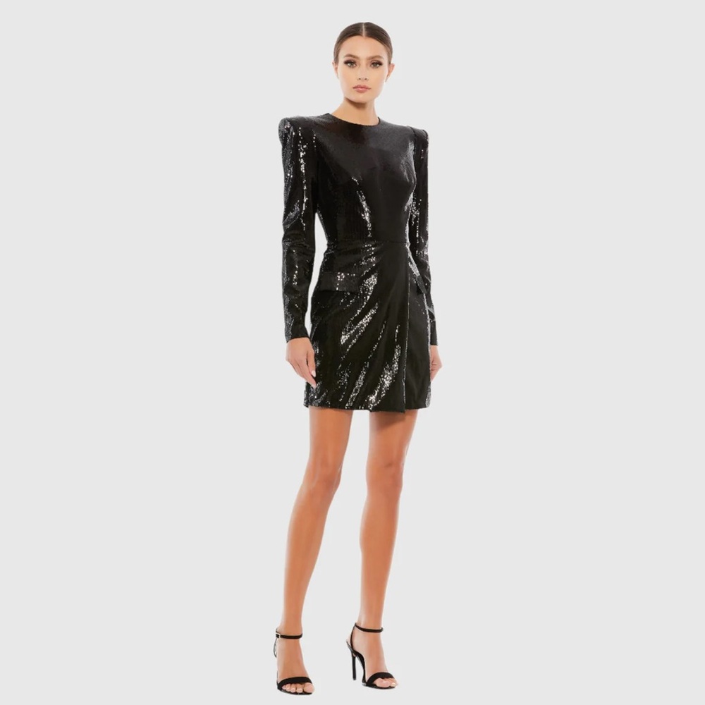 NWT $358 MAC DUGGAL FULLY SEQUINED STRUCTURED FAUX BLAZER MINI DRESS 26724
